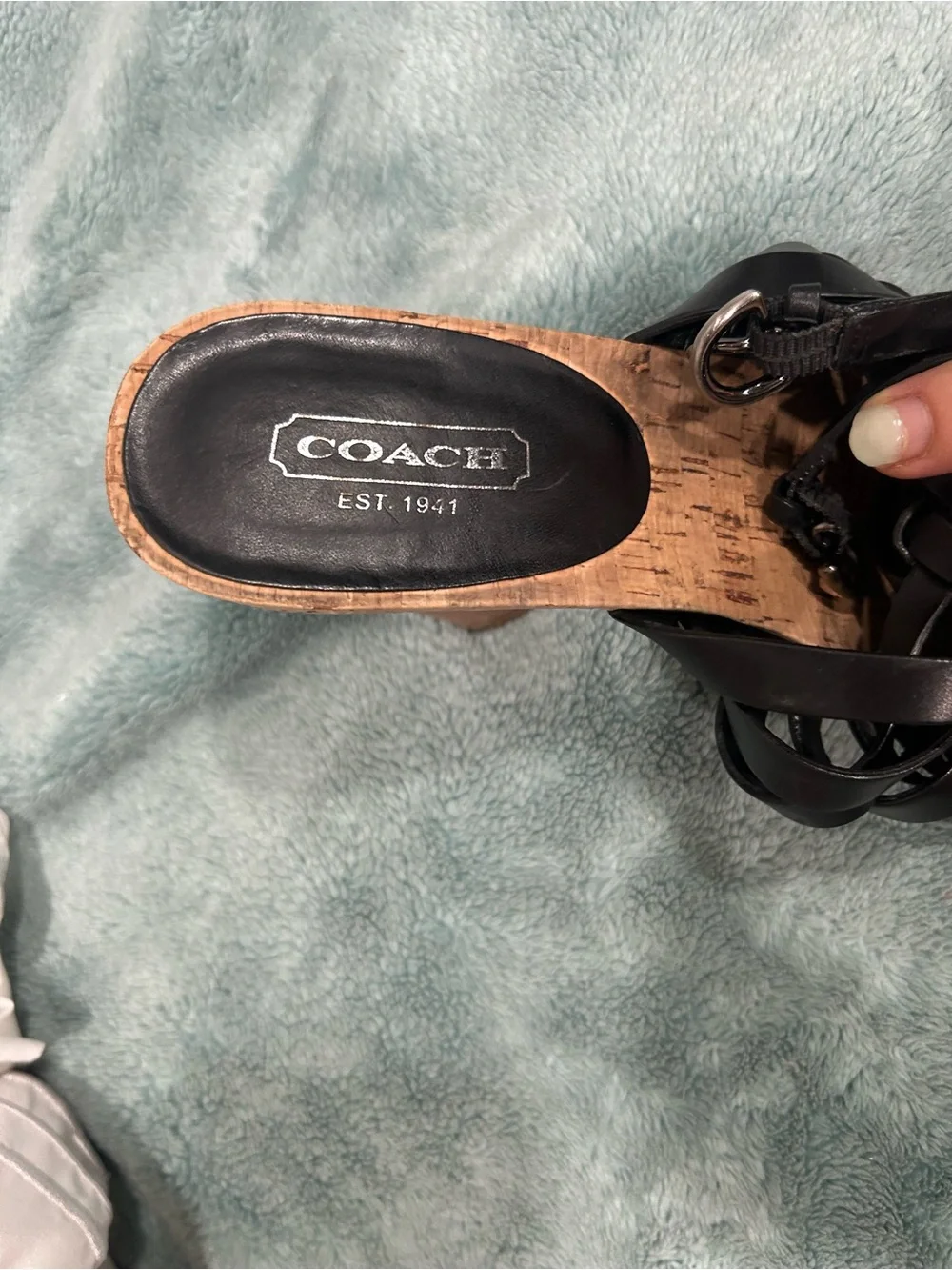 Women's Black Strappy Wedge Sandals